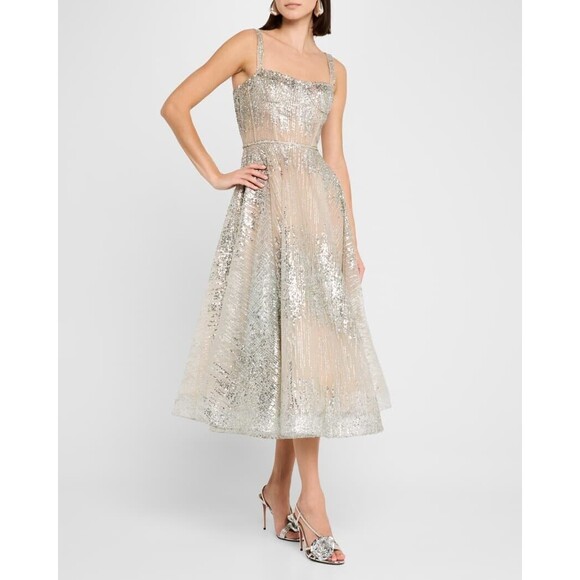 NWOT BRONX AND BANCO MADEMOISELLE SILVER MIDI DRESS, S, M available - Picture 5 of 17